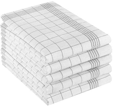 Betz 5er Set 50 x 70 cm Halbleinen Geschirrtücher extrem strapazierfähig und saugstark Geschirrhandtuch Gläsertuch Jacquard Gläsertücher Küchentuch Handtuch MCT-11 HL grau