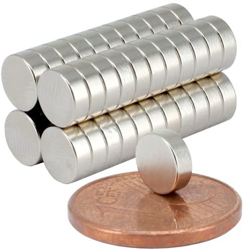 Neodym Magnet N52 Scheibe - Starke Magnetscheibe 6mm Durchmesser - 6x2mm Starke Neodym Magnete Runde Scheiben Pinnwand Whiteboard Magnettafel [40 Stück]