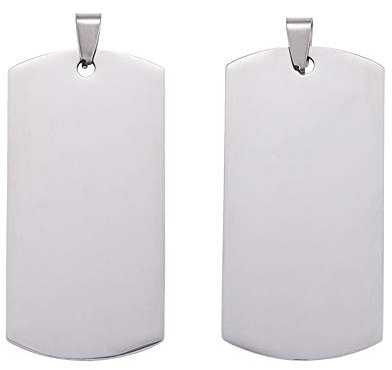 Beadthoven 5 Stück 304 Edelstahl Rechteckige Blanko-Stempelanhänger Ätzung Gravur Tags Anhänger mit Klemmbügel 55 x 28 x 1,8 mm für Schmuckherstellung Haustier Hund Namensschilder