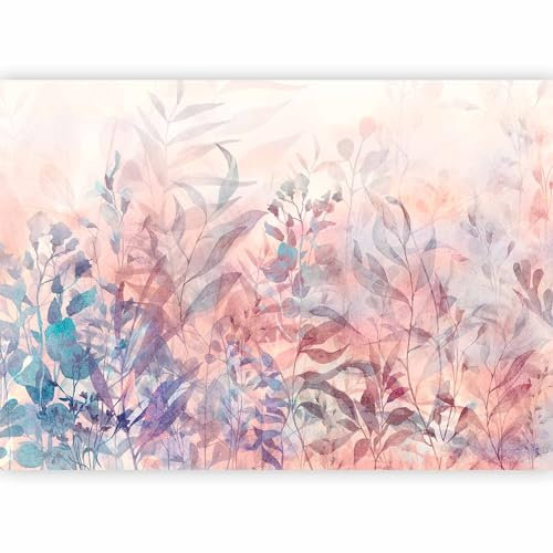 murando Photo Wallpaper Leaves 300x210 cm / 118.1 x 82.7 Non-Woven Premium Art Print Fleece Wall Mural Decoration Poster Picture Design Modern Nature Plants Meadow Grass Pink Abstract b-A-0880-a-c