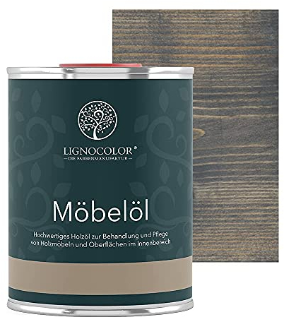 Lignocolor Möbelöl - hochwertiges und natürliches Holzöl für den Innenbereich (1 L, Anthrazit Grau)