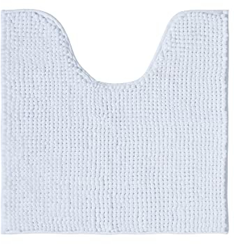 Decomira Badematte rutschfest WC Vorleger mit Ausschnitt | Als Badteppich Set kombinierbar | Badezimmer-Teppich Bad-Vorleger waschbar aus Chenille | Für freistehende Toiletten | Weiss - 45x45 cm