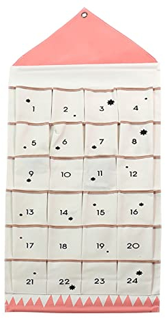 Adventskalender zum Befüllen Weihnachten Kalender Befüllbar, 24 Taschen Stoff Weihnachtskalender zum Aufhängen Weihnachtlichen Ornamente (Rot)