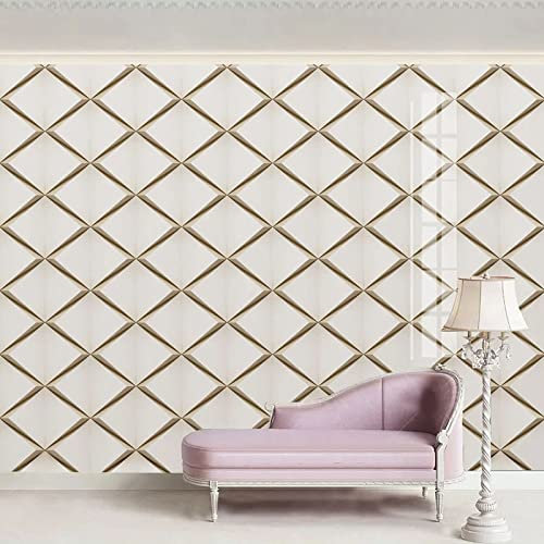 Yimesoy Benutzerdefinierte Wandbild Tapete Luxus Europäischen Stil Gitter Gips 3D Stereo Tv Hintergrund Foto Tapete Schlafzimmer Wohnzimmer Dekor 300Cm(W)×210Cm(H)