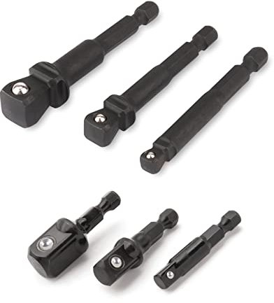 Titan 12001 6-Piece Stubby Wobble and Straight Impact Socket Adapter Set, Black