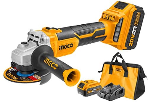 Ingco Cagli11522 Smerigliatrice Angolare A Batteria 20 V 2 Batterie 4 Ah Caricabatterie E Borsa Inclusi