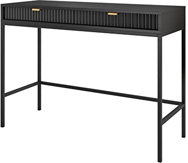 Furniture24 Schreibtisch Nova T104 Schminktisch mit 2 Schubladen Schwarz