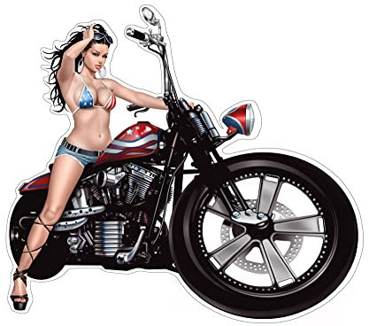 American Biker Girl Pin Up Aufkleber Sticker ca. 12x11 cm