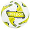 uhlsport 350 LITE SYNERGY, Junior Spiel- und Trainingsball, Fußball, für Kinder zwischen 10 und 12 Jahren, Größe 4, weiß/fluo gelb/marine