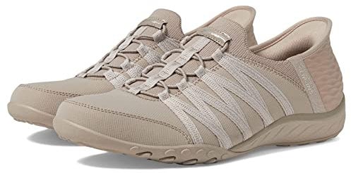Skechers Damen Breathe Easy-Roll with Me Sneakers, Taupe Ripstop/Knit, 41 EU