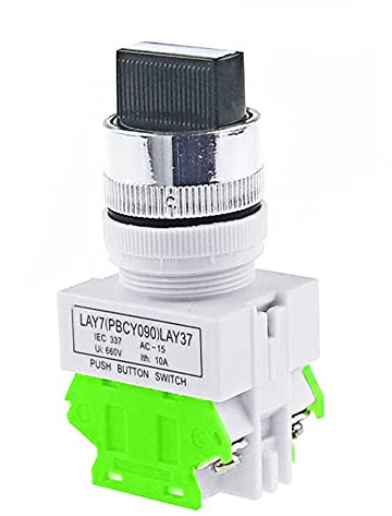 SCHIK LAY37 Interruttore rotativo da 22 mm manopola di posizione 2/3 manopola rotante 1NO/1NC e 2NO interruttore rotante DPST interruttore di bloccaggio 660V Ui 10A Ith (colore: 2NO, dimensioni: 3