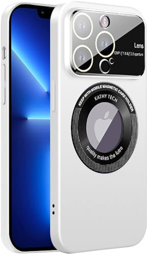 Dqtaoply For iPhone 13 Pro Max Case, Slim Matte Magnetic Camera Cover Window Glass Lens Protector Women Men Shockproof Cases Hard Cover for iPhone 13 Pro Max - White