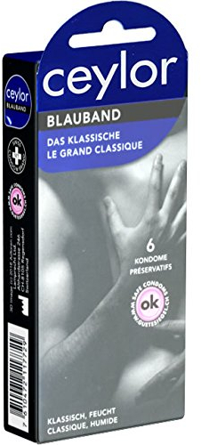 Ceylor Blauband 6 Kondome mit Gleitcreme, verpackt im hygienischen Dösli, einfach zu öffnen, schnelleres Überziehen, Premium-Qualität