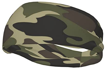 Grünes Militär-Camouflage-Sport-Stirnband, feuchtigkeitsableitendes Workout-Stirnband, Schweißband, Stirnbänder zum Laufen, Yoga, Haarband für Damen und Herren