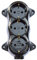 Steckdose-FEST retro -3-fach-16A-250V-Aufputz-Montage-Messing-dick Schwarz RETRO Bakelit-OPTIK ALT