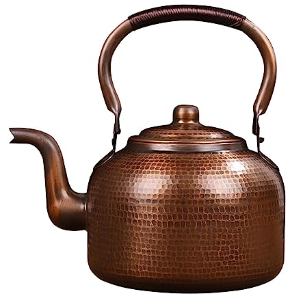Wasserkessel Pfeifkessel,Handgeschmiedet Aus Verdicktem Reinem Kupfer,Automatische Sirene,Wenn das Wasser Kocht,Geflochtener Seilgriff zum Schutz Vor Verbrühungen,3L/5L (B/3L/No Hooting)