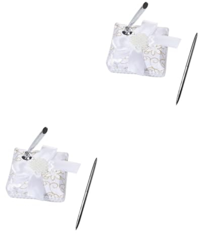 Lurrose 2 STK Stift Mit Ständer Hochzeit Stifthalter Signierstift Mit Ständer Hochzeits-signierstift Hochzeitsdeko Party-stiftständer Europäischer Stil Weiß Braut Großer Bogen