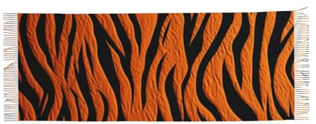 DEHIWI Tiger Stripes Damen Kaschmir-Schal, warm, leicht, bequem, Orange, Schwarz , One size