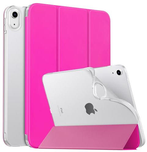 MoKo Funda para iPad (A16) 11.ª Generación 11 Pulgadas 2025/10ª Gen 10,9 2022, iPad Carcasa Delgada Protectora TPU con Soporte Cubierta Trasera Translúcida Auto Activación/Reposo, Pitaya Roja