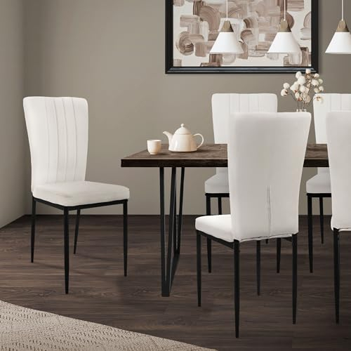 ML-Design Esszimmerstühle 4er Set mit Samt-Bezug, Weiß, Küchenstühle mit Rückenlehne, Polsterstuhl mit Metallbeinen, Ergonomischer Esstisch-Stuhl, Esszimmerstuhl modern, Wohnzimmerstuhl Küchenstuhl