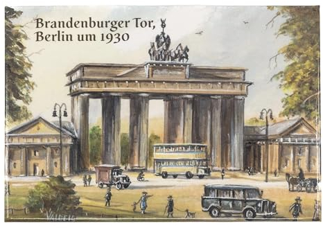 VALDEIG Kühlschrankmagnet Berlin - Brandenburger Tor 1930 - Foto Souvenir Kühlschrank Magnet Deutschland Germany Magnete Kühlschrankmagnete Mini Andenken Geschenk, Berliner Bildmagnet, Fotomagnet, M