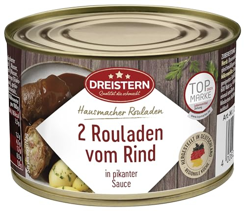 DREISTERN 2 Rinderrouladen 400g | Rouladen aus Rindfleisch in der recyclebaren Konservendose |Qualität die schmeckt!