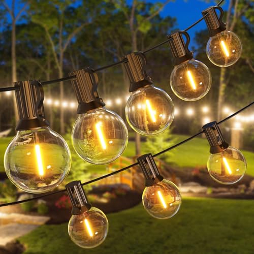 GPATIO Led Lichterkette Außen Strom - 30M 100FT 50+2 G40 Glühbirnen Garten Beleuchtung Balkon Outdoor Lichterketten Aussen IP45 Wasserdicht Pavillon String Lights für Garten Terrasse Party