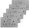 JIMEIDA Grey Double Switched Power Socket 5 Pack 13 Amp with USB-A and Type-C Charging Ports Crystal Wall Outlet Power Socket 146mm*86mm