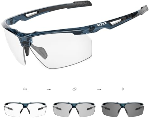 SCVCN Photochromatische Selbsttönend Fahrradbrille Herren Damen Sportsonnenbrille Klar Radsport Radfahren MTB Radbrille Laufen Volleyball Tennis Autofahren Angeln Softball Bergsteigen Golf Wandern 12