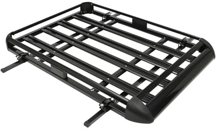 Konfiur Dachkorb, 150KG Auto Dachträger, Aluminium Dachgepäckträger Korb Relingträger, Auto Dachträger, Fracht Relingträger Universal Gepäckkorb für SUV-Universalmodelle, Schwarz (140 * 135 * 13cm)