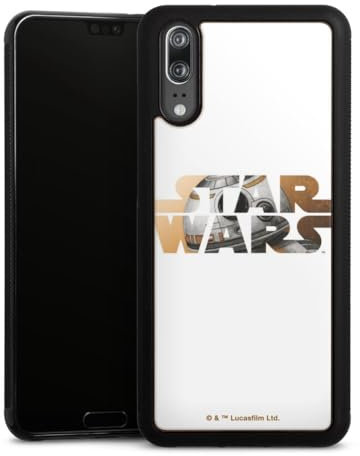 Holz Case kompatibel mit Huawei P20 Walnuss Handyhülle Echtholz Hülle Star Wars Logo bb8