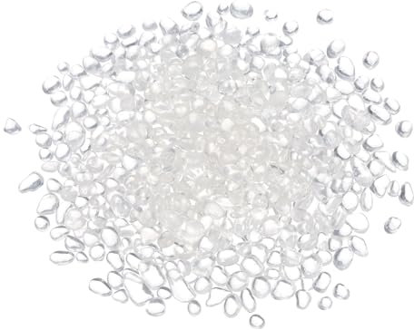 QUARKZMAN Bolas de Vidrio Redondas para Fuego Canicas de Vidrio guijarros de Vidrio Rellenos de Jarrones Gemas para Acuario de Peces 6-9mm 300g/0.67 Lbs Transparente