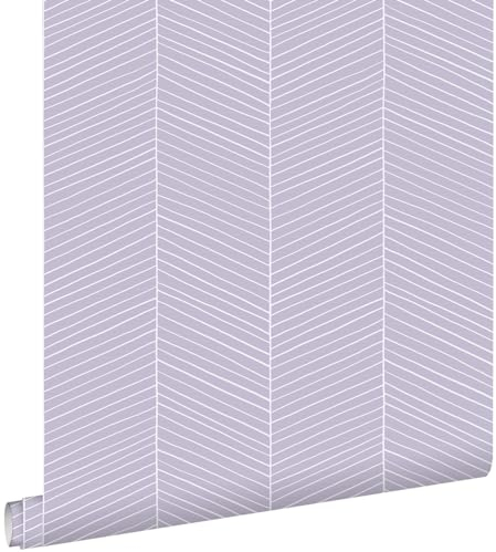 papier peint chevron lilas violet 53 cm x 10.05 m - ESTAhome