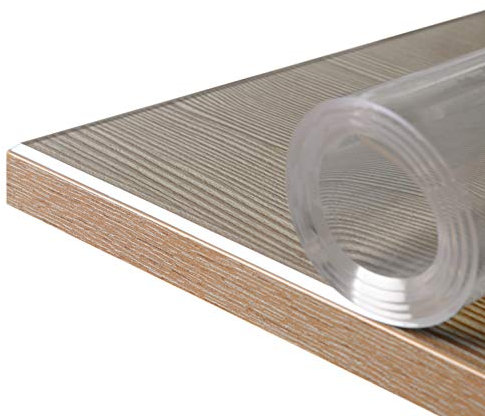 BEAUTEX Glasklar Folie 2 mm + abgeschrägte Kante, Größe wählbar 105x50 cm, Wunschmaß transparente Tischdecke Tischschutz, Made in Germany