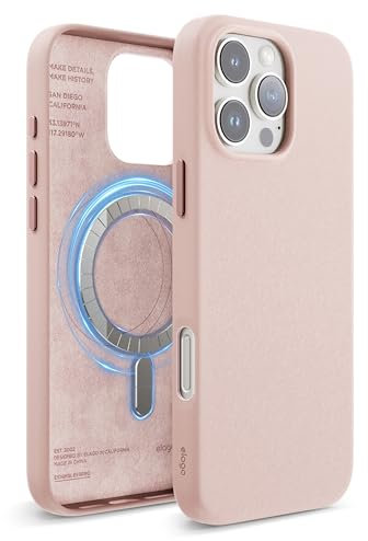 elago Magnetic Leather Case Compatible with iPhone 16 Pro Max Case, Compatible with All MagSafe Accessories, 6.9 inch - Built-in Magnets, Vegan Leather, Shockproof, Water-Resistant (Lovely Pink)