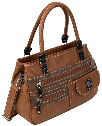 EAAKIE Damen Tasche, Schultertasche, Handtasche, Umhängetasche mit Leder Optik und vielen Fächern