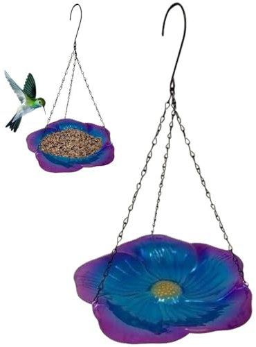 Zghhc Hängende Vogeltränke Für Den Garten, Wasserspender Für Wildvögel Im Freien, Hängende Vogeltränke Aus Glas, Badeschale Für Wildvögel Im Freien Für Garten, Hof Und Terrasse