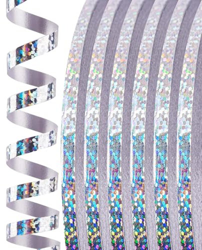 20 Rollen Geschenkband Silber, 5mmx10m Glitzer Ballonband, Schleifenband, Geschenkbänder, Seidenband Bänder zum Basteln, Dekoband für Ballonverschlüsse, Geschenkverpackung, Geburtstag Hochzeits Deko