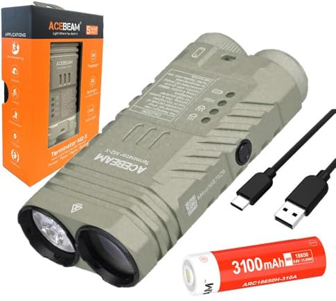 ACEBEAM Terminator M2-X Dual Head Spot/Flood EDC with RGB Flashlight Cool White 6500K -3200 lumens Micro-arc Oxidat (Mao) Marbling