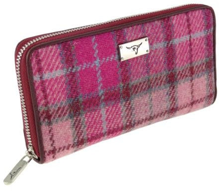 Glen Appin Harris Tweed Große Geldbörse mit Reißverschluss LB2100 Staffa, Farbe 138 Vibrant Pink, L, Casual
