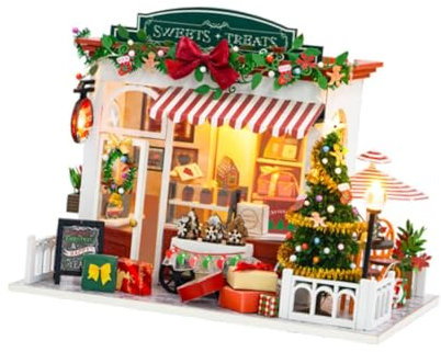 Harilla DIY-Miniatur-Puppenhaus mit eingebautem Licht, leicht zusammenzubauen, Miniatur-Gartenhaus-Bausatz, 3D-Holzpuzzle für Zimmer, Geburtstag, Urlaub