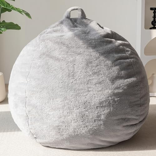 MAXYOYO Sitzsack Comfort Indoor Beanbag mit Füllung 85x85x55cm Weiches & Komfortables Sitzsack Flauschig Sessel für Kinder & Erwachsene, Grau