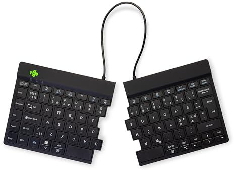 R-Go Split Keyboard, Bluetooth 5.0, with Anti-RSI Software, Ergonomic Design with Split Keypad, Multi-Media Controls, QWERTY Nodic Layout, Compatible with Windows/MacOS, Black