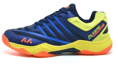Xuanke Handballschuhe Herren Atmungsaktiv rutschfest Turnschuhe Damen Squashschuhe Leichte Wettkampf Trainingsschuhe (Blau Gelb,41)