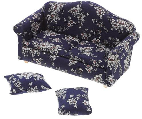 VICASKY Miniatur Puppenhaus Möbel Blumenmuster Sofa Mit Kissen Süßes Mini Wohnzimmer Deko Maßstab Für Puppenhaus Einrichtung