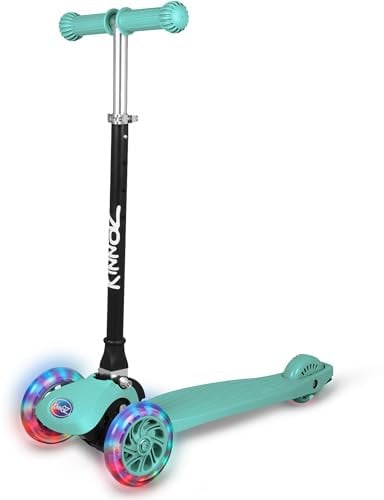 kinnaz ONE, Premium Roller Kinder 3 Jahre, faltbar, 5 Höhen, LED Räder, Ersatzteilservice, verbesserte Griffe und Bremse, UVM Kinderroller ab 2 3 4 5 Jahre, Scooter von Deutscher Händler