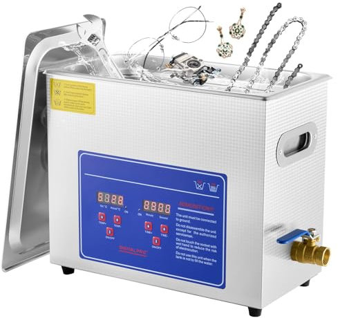 Professionel Nettoyeur Ultrasons 6L Avec Chauffage Et Rglage Du Temps Nettoyant Sonique Professionnel En Acier Inoxydable 180 W Pour Les Bijoux,Les Lab,Les éQuipements Dentaires Et Industriels (6L)