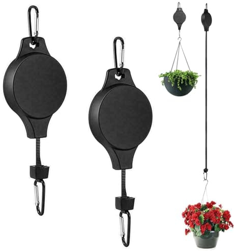 MITUMORMOR 2 Stück Pflanzen Aufhängung, Einziehbarer Blumenkorb-Haken, Verstellbarer Pull Down Aufhänger Haken Pflanzen Halter für Gartenkörbe Vogelhaus Blumenampel