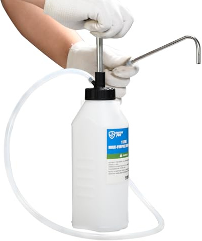 1 Litre Multi-Purpose Fluid Transfer Pump, Manual Oil Pump for Engine Oil Transmission Brake and Gear Oil Precise Dispensing in Tough Hard to Reach Areas, Cars Machinery Tools 1L Capacity