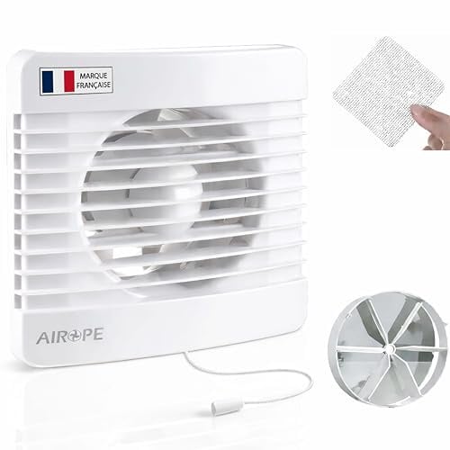 Abluftventilator Badlüfter Rohrventilator 100 mm mit Zugschnurschalter, Rückstauklappe + Insektenschutzgitter, 7W, 26 dB, 78 m³/h, für Bad WC Küche, Wand- & Deckenmontage, Weiß, 5 Jahre Garantie